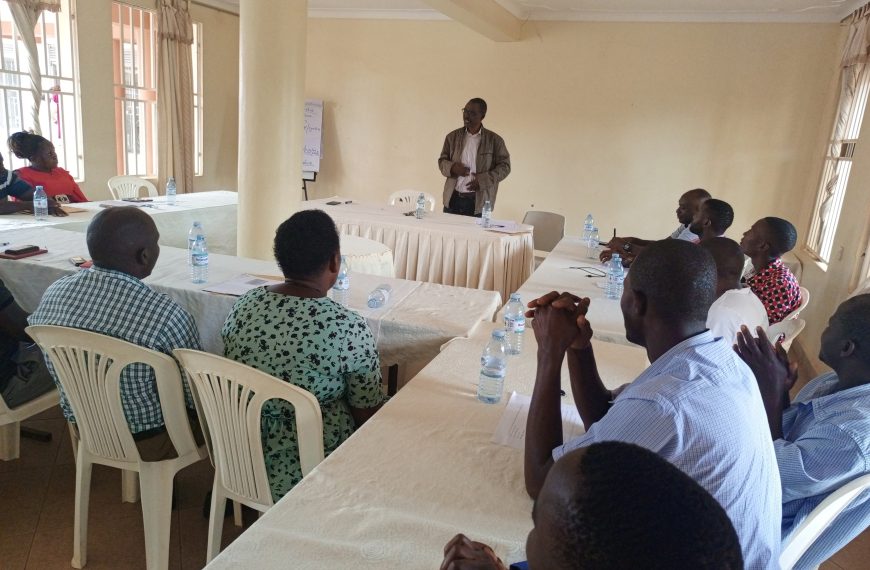 Prof .Nuwagaba speaking to participants at the meeting in Kiboga